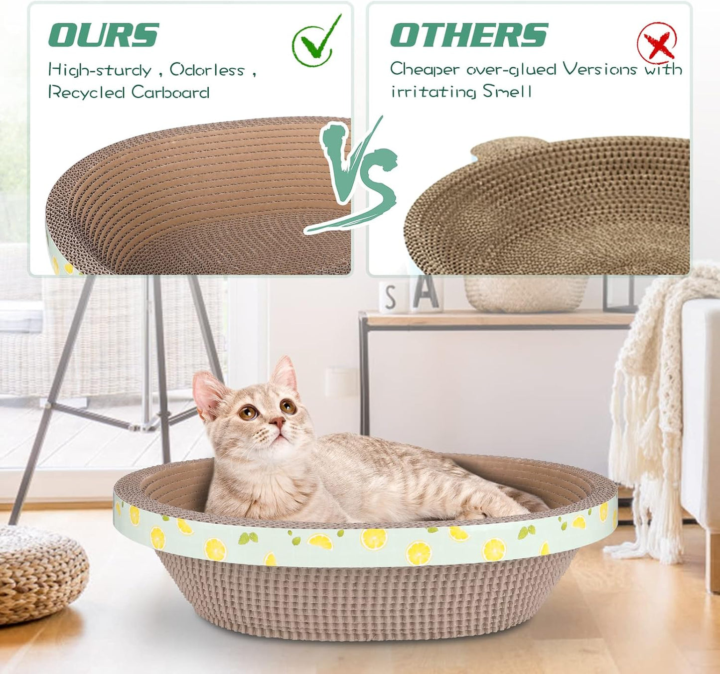 Oval Cardboard Cat Scratcher Bed